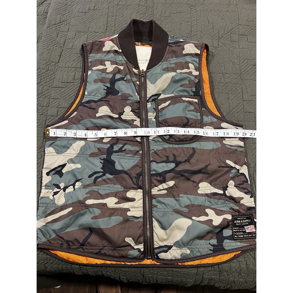 Denim And Supply Ralph Lauren Camo‎ And American Flag Vest Small Petite Vintage - Picture 7 of 11